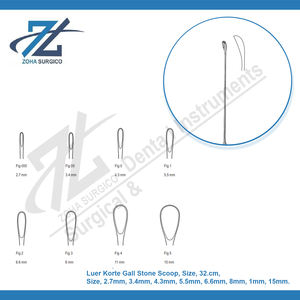 Luer-Koerte Gall Stone Scoop 15 mm 32.cm Básico Quirúrgico Acero inoxidable Gall Stone Forcep Luer Korte Scoop Eliminación de piedras Gall - Product Image 3