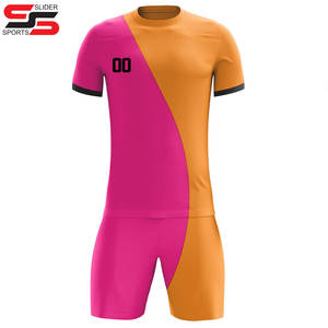 Conjuntos de uniformes de fútbol azules profesionales para niños Conjuntos de fútbol de jersey blanco naranja personalizados - Product Image 1