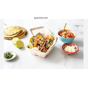 Ensaladera de fibra de bagazo de caña de azúcar compostable ovalada personalizable de 500ml tapa económica para hoteles restaurantes desechable para 100% - Product Image 3