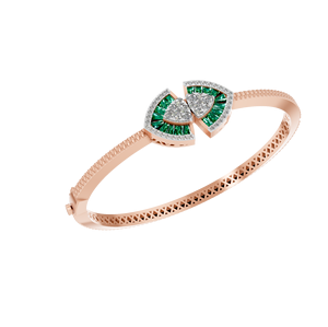 14k Gold <b>Fine</b> Luxury <b>Bangle</b> with Emerald and Natural Diamond Wedding Occasion Jewelry for Women OEM ODM Manufacturer in India - Product Image 1