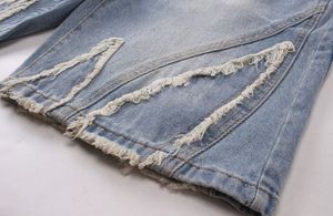 New Design <b>Men's</b> Embroidered Raw Hem Cut Edge Distressed Streetwear Denim <b>Jeans</b> Shorts for <b>Men</b> - Product Image 3