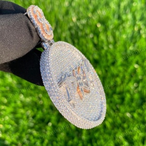 DKH Men's Initial <b>Name</b> <b>Pendant</b> High Quality Certified Moissanite Diamond Sterling Silver Claw Setting Gold for Parties Events - Product Image 4