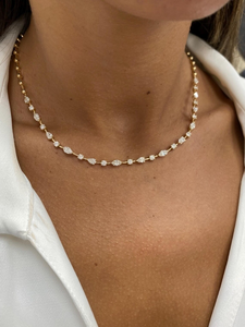 Collar de Diamantes de Moissanita Plateada, Diseño de Estación con Corte Marquesa y Redondo, Engaste de Puntas, Elegante y Lujoso, para Uso Diario, para Mujer - Product Image 3