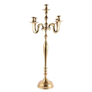 Bougeoir conique doré de luxe haut en laiton métal pièce maîtresse de mariage moule à bougie recto verso pour la décoration intérieure de noël - Product Image 1