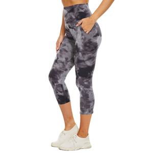 Mallas de Yoga Capri para mujer, pantalones elásticos sólidos hasta la rodilla de cintura alta, mallas de Yoga personalizables de fabricación con bolsillo personalizado - Product Image 1