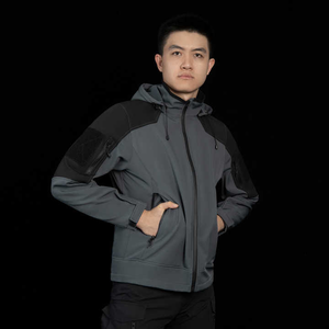 Men's Plus Size Casual Sport Windbreaker <b>Grey</b> <b>Waterproof</b> Soft Shell Heated <b>Jacket</b> Hood for Outdoor Camping Work Canvas Fabric - Product Image 2