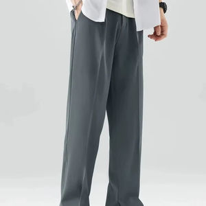 Pantalons droits formels à la mode européens et américains pour hommes, marque de haute qualité, coupe ample, pantalon Bellini, couleur grise, chino extensible - Product Image 1