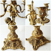 Candélabre en fer poli doré fait main à 5 branches, décoration de table pour la maison, dîner de Noël, mariage, festif, personnalisable