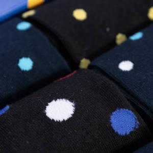 Calzini Caldi in Cotone da Uomo, Confezione Regalo 6 Paia, Fantasia a Pois, Taglia Unica, Alta Qualità, Monouso, Bianchi, Invernali, Logo sul Fondo - Product Image 3