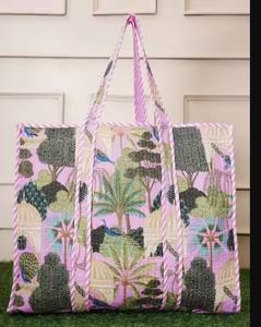 100% Cotton <b>Quilted</b> Tote <b>Bag</b> Handmade Fashionable Market Shopping Grocery Beach <b>Bag</b> for Daily Use and Travel Perfect Gift - Product Image 1