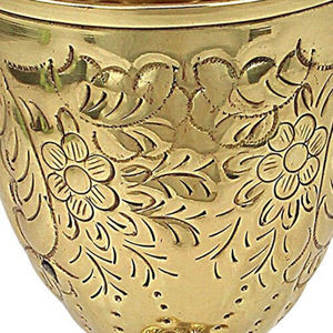 Copa de Metal para vino, diseño de flores en la parte superior, diseño atractivo, copa de latón de Metal de Color dorado, copa para servir agua - Product Image 4