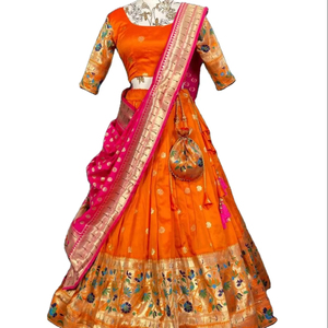 Nueva moda Estilo CULTURAL DEL SUR DE LA India Función de matrimonio Use Color brillante Lehenga Choli Set con Paithani Weaving Work - Product Image 1