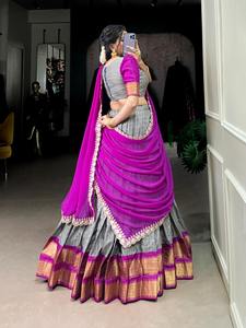 <b>Beautiful</b> Traditional Indian Pakistani Party Wear Outfit for Ladies High Quality Soft Net Lehenga Choli Zari Embroidery Dupatta - Product Image 3