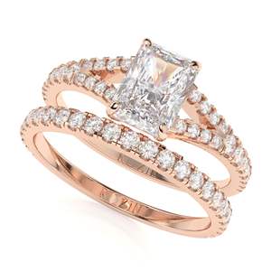 1.50CTRadiant Diamond <b>Split</b> Shank Bridal Set For Women - Product Image 5