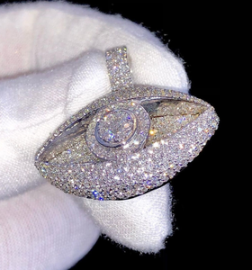 Montre à œil en cristal véritable pour homme, collier avec pendentif religieux glacé, alliage, hip hop, cadeau de fiançailles, cadeau d'anniversaire - Product Image 4