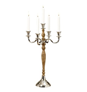 Candélabre à trois bras en argent avec finition classique polie pour une décoration de table élégante - Product Image 6
