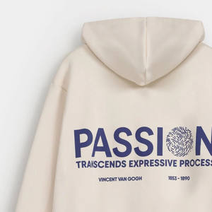 Sweat à capuche décontracté d'hiver 100 % coton de haute qualité, coupe régulière, molleton épais, épaules tombantes, poches, séchage rapide, respirant - Product Image 5