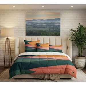 Horizon Calm Quilted Comforter Embroidered Soft Microfiber Cotton Polyester Available Queen King <b>Double</b> for Home Hotel <b>Bedding</b> - Product Image 1