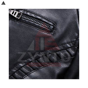 Blouson en cuir noir d'hiver pour homme, élégant, toutes tailles, avec logo personnalisé et étiquette privée, blouson en cuir avec fermeture éclair - Product Image 3
