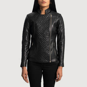 Col rabattu Qualité supérieure Meilleure veste pour femme Coupe ajustée Meilleures ventes Veste en cuir pour femme - Product Image 4