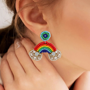 Personnalisation de nouvelles perles de rocaille colorées arc-en-ciel boucles d'oreilles pendantes pour les femmes bohème fait à la main perle bijoux cadeau - Product Image 2