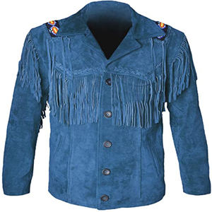 Chaqueta de Cuero Vaquero de Alta Calidad con Flecos y Cuentas, Estilo Occidental, Original, de Cuero Vacuno, para Hombre - Product Image 5