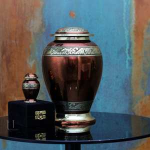 Handcrafted Urn for Human Ashes | Premium <b>Memorial</b> <b>Keepsake</b> | Premium Adult brass Urn <b>Box</b> - Product Image 1