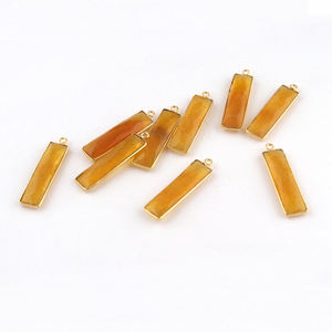 Bijoux abordables Briolette Cut Yellow Jade Diy Single Loop Handmade Connector Brass 18k Gold Plated bar Shape Bezel Connectors - Product Image 6