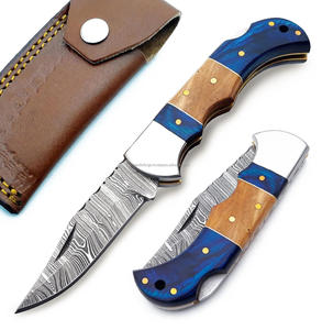 Hot Selling Damascus Steel Folding <b>Knife</b> Back <b>Lock</b> Pakka Wood Handle Sheath Pocket EDC Camping & Hunting <b>Knife</b> OEM/ODM - Product Image 1