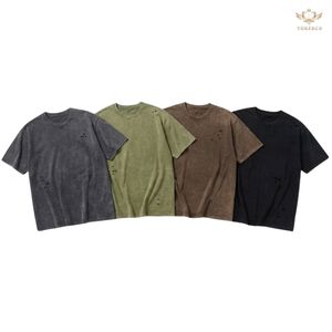 เสื้อยืดโอเวอร์ไซส์สไตล์วินเทจสำหรับผู้ชาย ผลิตตามสั่ง ขายส่ง ดีไซน์ทำสีซีดแบบดิสเทรส บนผ้าคอตตอนถักเนื้อหนา สตรีทแวร์ บริการ OEM - Product Image 1