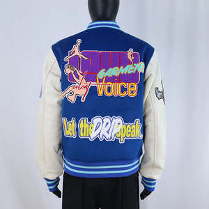 Veste de baseball universitaire en cuir avec logo et design brodés personnalisés, respirante, veste de baseball universitaire - Product Image 5