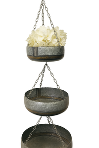 Maceta colgante de metal galvanizado rústico para decoración del hogar en interiores y exteriores - Product Image 3