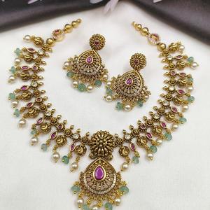 Conjunto tradicional de moissanita y Kundan, conjunto de Kundan de calidad superior, Meenakari, calidad increíble con pendientes para boda - Product Image 1
