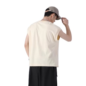 เสื้อยืดลำลองคอกลมแขนกุดสำหรับผู้ชายมีโลโก้ด้านหน้าผ้าแคนวาสผ้าฝ้าย100% พิมพ์ลายดิจิตอลระบายอากาศทรงปกติ - Product Image 2