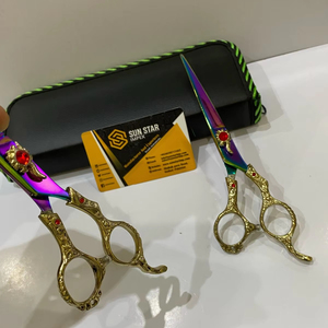 PURE 440C Multi Nouvelle Arrivée Ciseaux De Coiffure avec Dragon Poignée En Acier Inoxydable Lame Tranchante Pointe PU Pochette En Cuir - Product Image 5