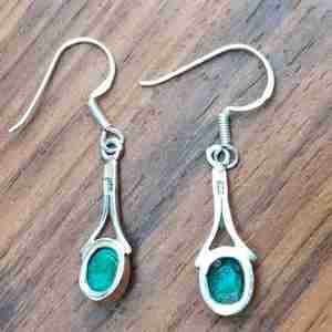 Plata de Ley 925, diseño de gota artesanal bohemio, cabujón ovalado, piedra preciosa turquesa, joyería fina para fiesta de boda para mujer - Product Image 3