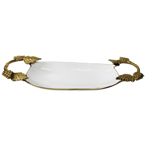 Vente en gros Plateau de service en aluminium plaqué or Plateau de forme rectangulaire Plateau fait à la main Plat de service décoratif de qualité supérieure - Product Image 3