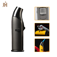 Briquet personnalisé JH rechargeable à grande flamme torche, briquet long en métal confortable pour fumeurs