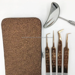 Pinzas Profesionales Personalizables Antiestáticas de Precisión para Pestañas, Acero Inoxidable, Oro Rosa, Plata, Punta de Fibra Brillante - Product Image 6