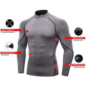 Chemise de course à col roulé à compression pour hommes, haut de fitness élastique à séchage rapide, vêtements de sport athlétiques pour entraînement sportif - Product Image 3