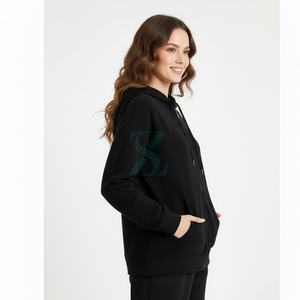 Sweats à capuche avec fermeture éclair réguliers pour femmes Fournisseur d'usine OEM Vente en gros Vêtements de ville d'hiver sur mesure Vêtements d'extérieur Gym Casual Fleece - Product Image 4