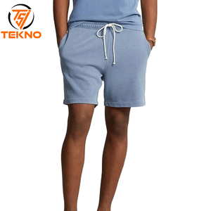 Bermudas informales de algodón 100% personalizadas, pantalones cortos transpirables de secado rápido de alta calidad, lavado personalizado, patrón sólido, decoración de bolsillo de cintura media - Product Image 1