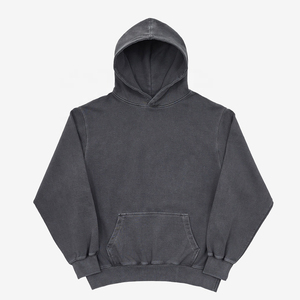 New Arrival <b>Pullover</b> <b>Men</b> Hoodie Graphite Grey French Terry Fabric Vintage Streetwear Plain Hoodie Luxury Box Custom Logo - Product Image 5