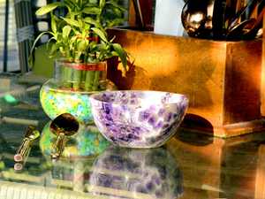 Cuenco de orgonita de cristal curativo de amatista púrpura Chevron de sueño Natural tallado a mano, bandeja de decoración del hogar con piedras preciosas, plato para Chakra Love - Product Image 3