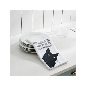 Paño de Cocina con Estampado de Gato Negro, Algodón 40x60cm 180GSM 200TC, Paño de Té Blanco SA8000 BSCI, Bajo MOQ, OEM ODM, Venta al por Mayor India B2B - Product Image 1