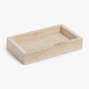 Plateau de service et de rangement en pierre naturelle de travertin de forme rectangulaire moderne de luxe, revêtement mural pour la salle à manger, la cuisine, résistant au feu - Product Image 1