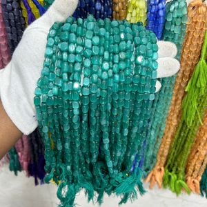 ลูกปัดพลอยทรงนูเก็ตเรียบ สีเขียวโมนาลิซ่า สำหรับทำเครื่องประดับและงานฝีมือ - Product Image 4