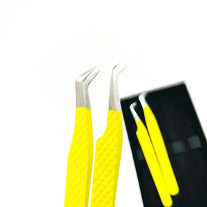Pinzas de extensión de pestañas con agarre de diamante de acero inoxidable japonés al por mayor, pestañas puntiagudas con recubrimiento de polvo verde lima - Product Image 6