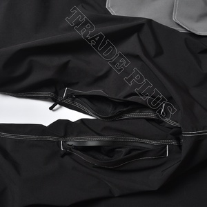 Pantalones de esquí de carga negros y grises de dos tonos Pantalones de snowboard para exteriores cálidos para invierno con cintura elástica y bolsillos con cremallera - Product Image 5