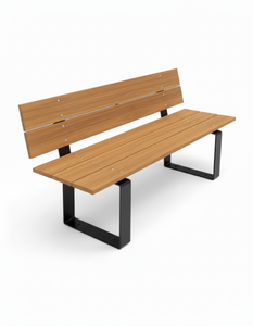 Banco de madera para exteriores con patas de metal, asientos de parque modernos y duraderos para jardín, patio, balcón, terraza, cafetería, restaurante, uso de madera de teca - Product Image 3